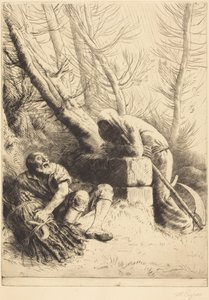 Der Tod und der Holzfäller, 4. Platte (La mort et le bucheron) von Alphonse Legros