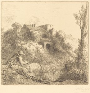 Bauernhof auf einem Hügel von Alphonse Legros