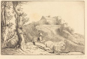 Bauernhof auf einem Hügel von Alphonse Legros