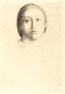 Kopf eines jungen Mädchens von Alphonse Legros