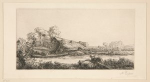 Der Bauernhof am Fluss: Abendstimmung von Alphonse Legros