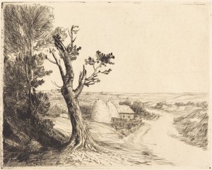 Landschaft mit Heuhaufen von Alphonse Legros