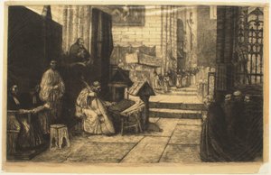 Prozession in einer spanischen Kirche von Alphonse Legros