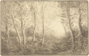 Sonnenaufgang, Wald von Clamart von Alphonse Legros