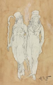 Zwei junge Männer der Mode (stehend) von Alphonse Marie Adolphe de Neuville