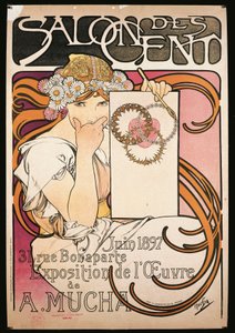 Plakat zur Ausstellung von A. Mucha im Salon des Cent