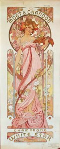 Plakat für White Star Champagner von Moet et Chandon von Alphonse Marie Mucha