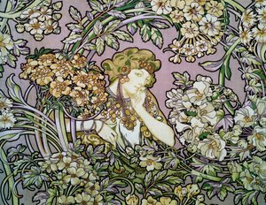 Frau unter Blumen, ca. 1900