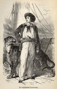 Illustration der „Wunderbaren aber authentischen Abenteuer von Kapitän Corcoran“ von Alfred Assollant, illustriert mit 25 Vignetten, die von A. de Neuville auf Holz gezeichnet wurden, Librairie Hachette et Cie in Paris von Alphonse Marie de Neuville