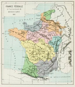 Karte von Frankreich im Jahr 987 (Gravur)