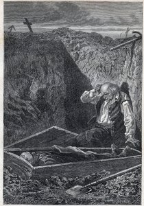Die Friedhöfe nehmen, was ihnen gegeben wird - Illustration von Alphonse De Neuville (1835-1885) für „Les Misérables - Zweiter Teil: Cosette“ von Victor Hugo (1802-1885) 1862