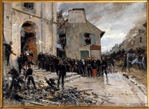 Krieg von 1870-1871 und Belagerung von Paris durch die Preußen: „Die Schlacht von Le Bourget, 30.10.1870“ Gemälde von Alphonse de Neuville (1835-1885) 1873 Paris, Musée d