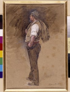 Bauer mit der Jacke auf dem Kopf von Alphonse Moutte