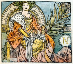 Illustration von Alphonse Mucha aus "Clio", einem Werk des französischen Autors Anatole France. 1900