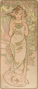 Die belebte Frau in Blüte von Alphonse Mucha