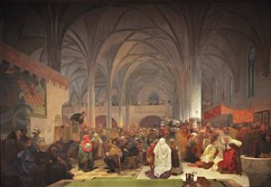 Meister Jan Hus predigt in der Bethlehemskapelle Der Zyklus Das Slawische Epos