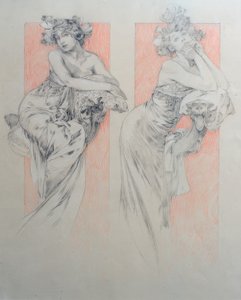 Vorzeichnung für Tafel 12 von Alphonse Mucha