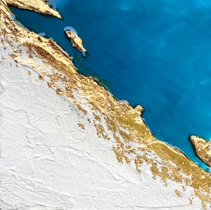 Goldene Küstenreliefkarte