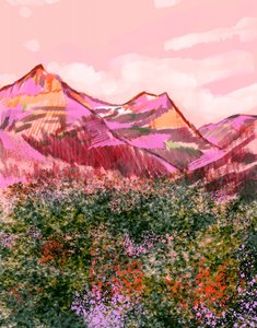 Lebhafte Rosa Berge