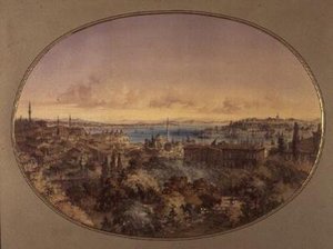 Blick auf Konstantinopel von Galata in Richtung Goldenes Horn und Bosporus