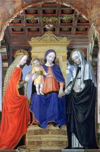 Die Jungfrau und das Kind mit der Heiligen Katharina von Alexandria und der Heiligen Katharina von Siena, ca. 1490 von Ambrogio Bergognone