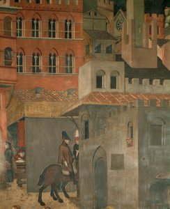 Häuser und Reiter von Ambrogio Lorenzetti
