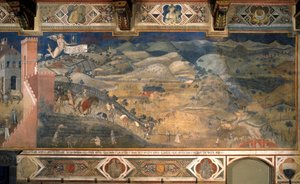 Die Effekte der guten und schlechten Regierung in der Stadt und auf dem Land. Detail der Effekte der guten Regierung auf dem Land