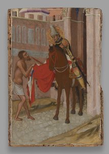 Der heilige Martin von Tours teilt seinen Mantel mit einem Bettler