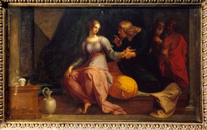 Der Arzt Acestinus untersucht Chariclea (Illustration von „Die Äthiopik oder Geschichte der Liebe von Theagenes und Chariclea“ von Heliodor) von Ambroise Dubois