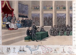 Ludwig XVI. (1754-1793) bei der Versammlung der Notabeln, Einberufung der Generalstände und Rückruf von Necker 1787 nach einer politischen Krise als Reaktion auf den königlichen Absolutismus von Ludwig XVI. - Gezeichnet und graviert von Ambroise Tardieu im von Ambroise Tardieu