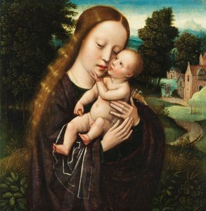 Ambrosius Benson Maria mit dem Kinde in Landschaft von Ambrosius Benson