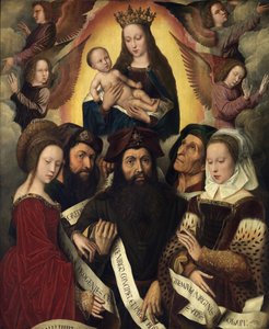 Maria mit Kind umgeben von Engeln, Propheten und Sibyllen von Ambrosius Benson