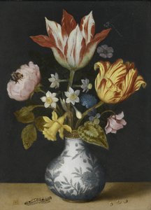Stillleben mit Blumen in einer Wan-Li-Vase
