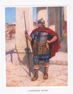 Ein Legionär als Wachposten, Illustration aus Der römische Soldat, 1928