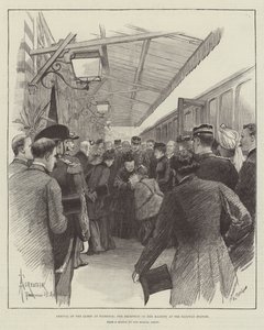 Ankunft der Königin in Florenz, Empfang Ihrer Majestät am Bahnhof von Amedee Forestier