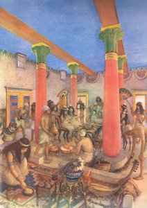 Das häusliche Leben in Ägypten (aus MacMillan Schulpostern, um 1950-60er)