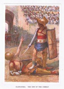 Gladiatoren, das Ende des Kampfes, Illustration aus Der römische Soldat, 1928