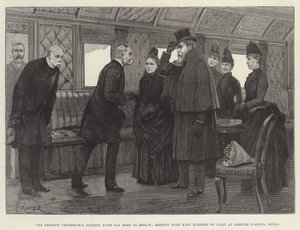 Die Reise des Kaisers Friedrich von San Remo nach Berlin, Treffen mit König Humbert von Italien in Sampier d