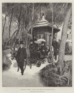 Die Königin in Hyeres, eine Fahrt in den Gärten des Hermitage Hotels