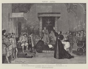 Der Prozess von Königin Katharina in Shakespeares Heinrich VIII, produziert im Lyceum Theatre, 5. Januar 1892 von Amedee Forestier