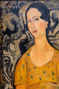 Junge Frau im gelben Kleid (Renée Modot) (Ausschnitt) von Amedeo Modigliani