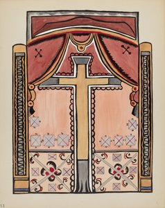 Tafel 13: Design mit Kreuz, Chimayo: Aus dem Portfolio "Spanische Kolonialdesigns von New Mexico" von American 20th Century