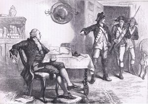 Verhaftung von William Franklin, Illustration aus Cassells Geschichte der Vereinigten Staaten, veröffentlicht von Cassell, Petter & Galpin, ca. 1900 (Litho) von American English school