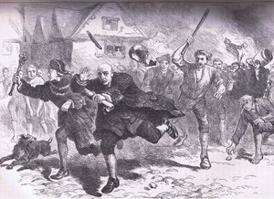 Flucht von Hutchinson vor den Aufständischen 1766, Illustration aus Cassells Geschichte der Vereinigten Staaten, veröffentlicht von Cassell, Petter & Galpin, ca. 1900
