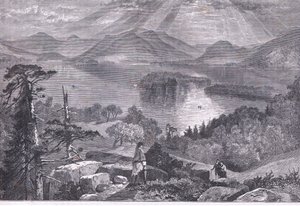 Long Island, Lake George, Illustration aus Cassells Geschichte der Vereinigten Staaten, veröffentlicht von Cassell, Petter & Galpin, ca. 1900 (Litho)