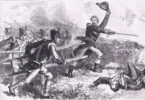 Pakenham führt den Angriff auf New Orleans an (Illustration aus Cassells Geschichte der Vereinigten Staaten)