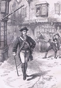 Der Offizier und der Barbierjunge, Illustration aus Cassells Geschichte der Vereinigten Staaten, veröffentlicht von Cassell, Petter & Galpin, ca. 1900 (Litho) von American English school