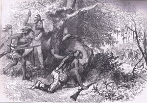 Verrat der Cherokee 1760, Illustration aus Cassells Geschichte der Vereinigten Staaten, veröffentlicht von Cassell, Petter & Galpin, um 1900 (Lithographie) von American English school