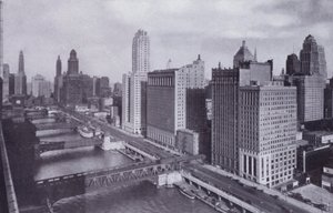 Chicago: Wacker Drive und Chicago River Bridges (s/w Foto) von American Photographer (after)