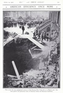 Einsturz eines Teils des U-Bahn-Tunnels in der Park Avenue, New York City, USA, 22. März 1902 von American Photographer (after)